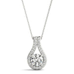 18K Solid Gold Teardrop Halo Lab Grown Diamond Pendant Necklace - View 6 | Riyanika Jewels
