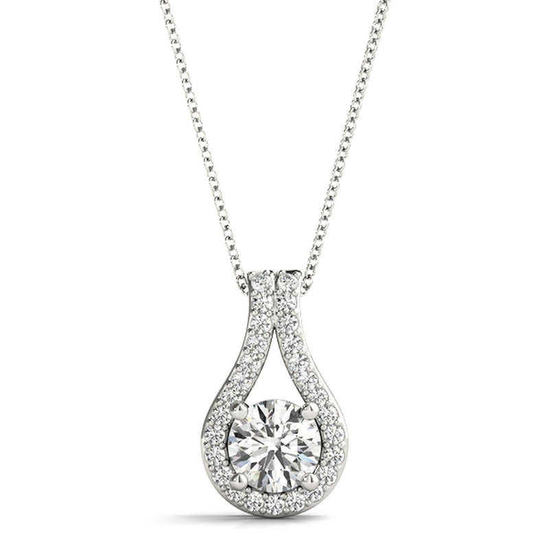 18K Solid Gold Teardrop Halo Lab Grown Diamond Pendant Necklace - View 6 | Riyanika Jewels