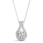 14K Natural Diamond Halo Pendant Necklace