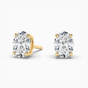18k Solid Gold Oval Cut Natural Diamond Wedding Stud Earrings | Riyanika Jewels