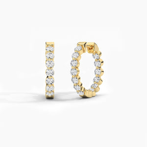 18k Solid Gold Natural Diamond Round Cut Huggie Hoop Earring | Riyanika Jewels