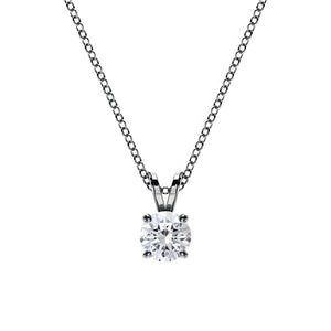 14K 1ct Natural Diamond Round Cut Solitaire Pendant Necklace