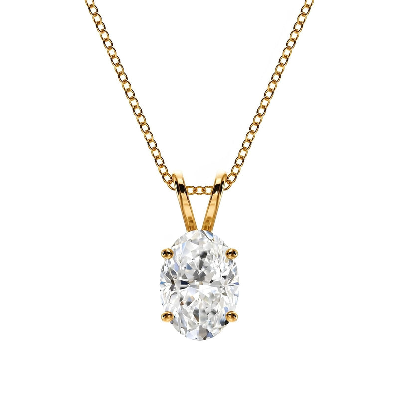 14K Lab Grown Diamond Oval Cut Solitaire Pendant Necklace