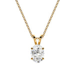 18K Solid Gold Oval Cut Lab Grown Diamond Solitaire Pendant Necklace - Side View | Riyanika Jewels