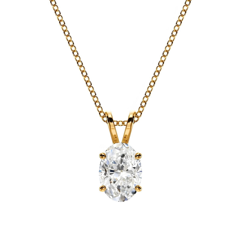 14K Lab Grown Diamond Oval Cut Solitaire Pendant Necklace