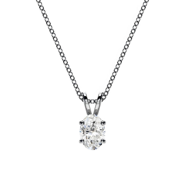 14K Lab Grown Diamond Oval Cut Solitaire Pendant Necklace