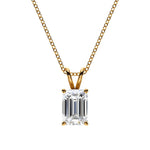 18k Solid Gold Emerald Cut Natural Diamond Solitaire Pendant Necklace - Side View | Riyanika Jewels