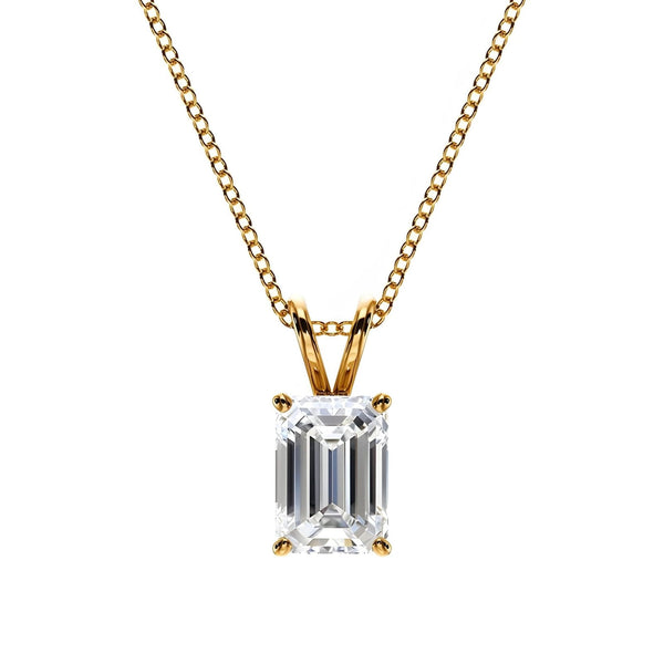 14K Lab Grown Diamond Emerald Cut Solitaire Pendant Necklace