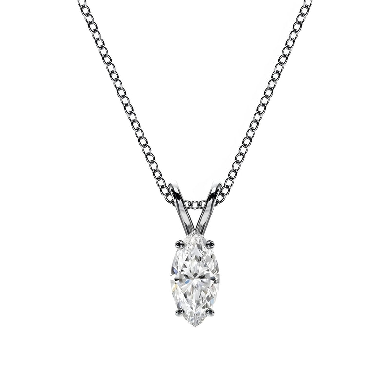 14K Lab Grown Diamond Marquise Cut Solitaire Pendant Necklace