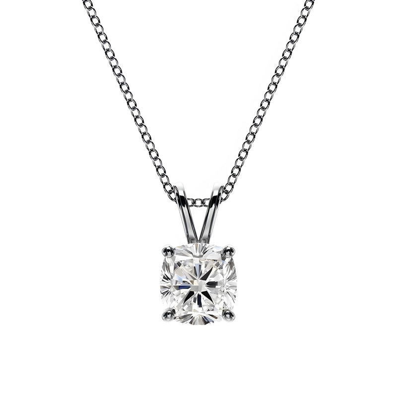 18K Solid Gold 1 CT Lab Grown Diamond Cushion-Cut Pendant Necklace - Alternate Angle