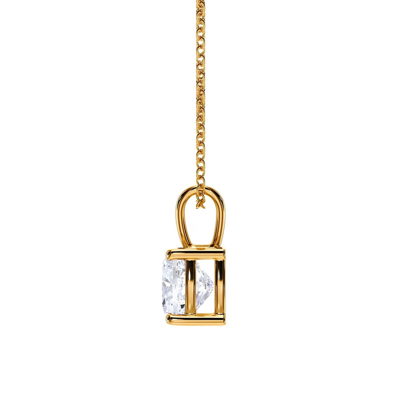 18K Solid Gold 1 CT Natural Diamond Cushion-Cut Pendant Necklace - View 6 | Riyanika Jewels
