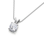 18K Solid Gold 1 CT Lab Grown Diamond Cushion-Cut Pendant Necklace - Side View | Riyanika Jewels