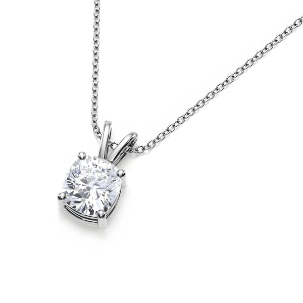 18K Solid Gold 1 CT Natural Diamond Cushion-Cut Pendant Necklace - Side View | Riyanika Jewels