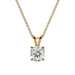 14K 1ct Natural Diamond Cushion Cut Pendant Necklace