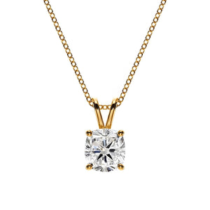 14K 1ct Lab Grown Diamond Cushion Cut Solitaire Pendant Necklace