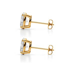 18K Solid Gold Natural Diamond Oval-Cut Stud Earrings - Side View | Riyanika Jewels