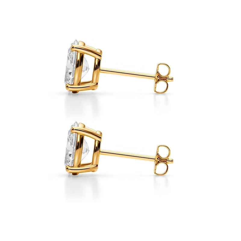 14K Natural Diamond Oval Cut Stud Earrings