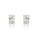 14K Natural Diamond Oval Cut Stud Earrings