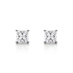 18K Solid Gold Lab Grown Diamond Princess-Cut Stud Earrings - Detail | Riyanika Jewels