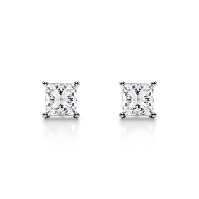 14K Lab Grown Diamond Princess Cut Stud Earrings