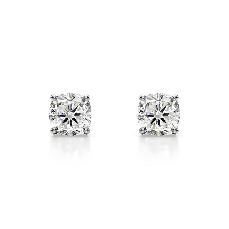 18K Solid Gold 1 CT Natural Diamond Cushion Cut Stud Earrings