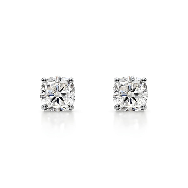 14K 1ct Natural Diamond Cushion Cut Stud Earrings