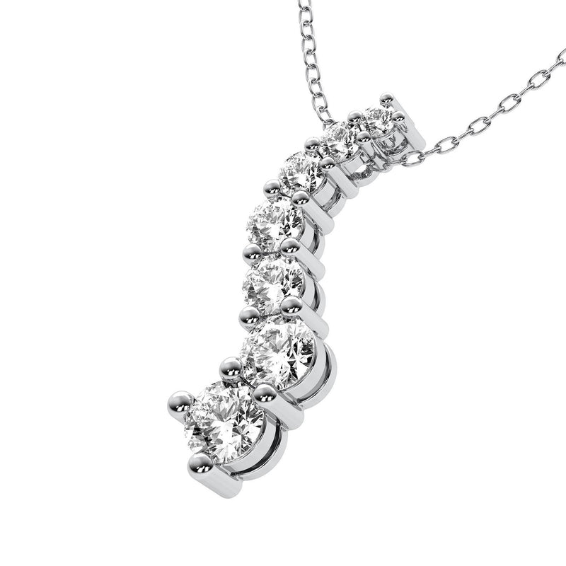18K Solid Gold Lab Grown Diamond Journey Pendant Necklace - Close Up | Riyanika Jewels