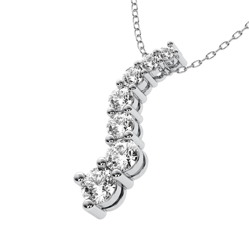 14K Solid Gold Lab Grown Diamond Journey Pendant Necklace