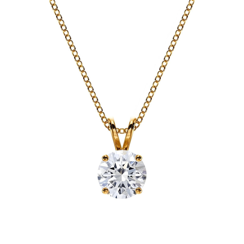 14K 1ct Lab Grown Diamond Round Cut Solitaire Pendant Necklace
