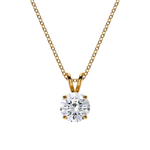 18K Solid Gold Natural Diamond Solitaire Pendant Necklace