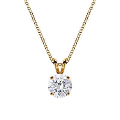 14K Natural Diamond Solitaire Pendant Necklace
