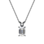 18k Solid Gold Emerald Cut Lab Grown Diamond Solitaire Pendant Necklace - Detail | Riyanika Jewels