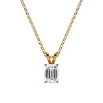 14K Lab Grown Diamond Emerald Cut Solitaire Pendant Necklace