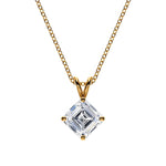 18K Solid Gold Asscher Cut Lab Grown Diamond Solitaire Necklace - Side View | Riyanika Jewels