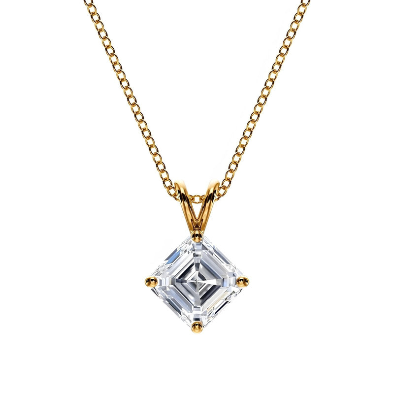 14K Lab Grown Diamond Asscher Cut Solitaire Necklace