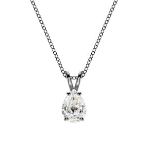 14K Lab Grown Diamond Pear Cut Solitaire Pendant Necklace