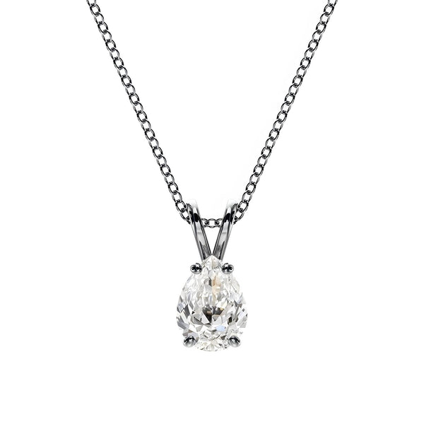 14K Lab Grown Diamond Pear Cut Solitaire Pendant Necklace