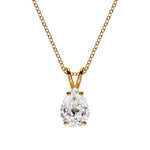 14K Natural Diamond Pear Cut Pendant Necklace