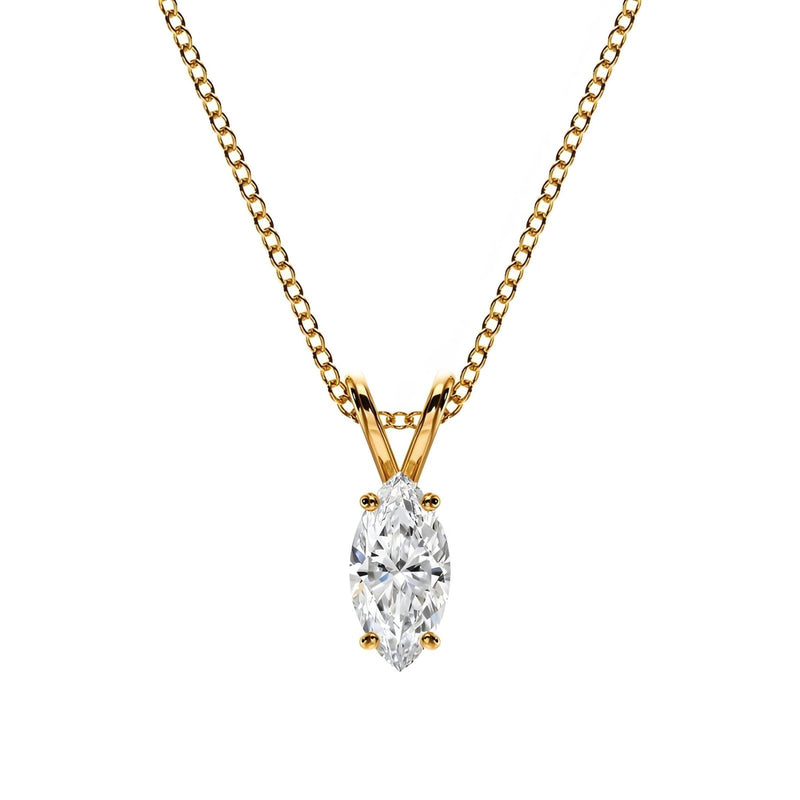 14K Lab Grown Diamond Marquise Cut Solitaire Pendant Necklace