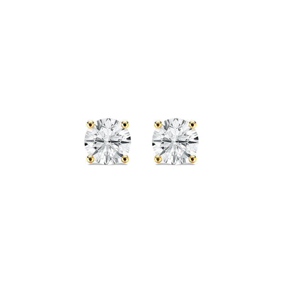 14K Natural Diamond Round Cut Stud Earrings