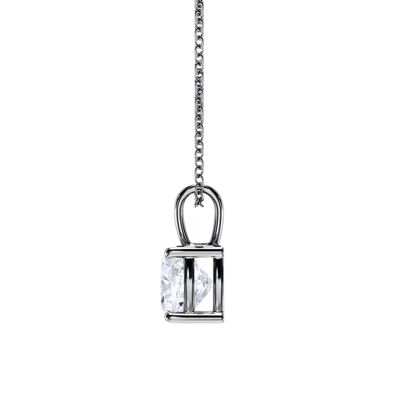 18K Solid Gold 1 CT Natural Diamond Cushion-Cut Pendant Necklace - Close Up | Riyanika Jewels