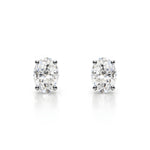 14K Natural Diamond Oval Cut Stud Earrings