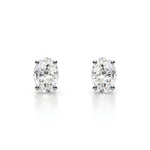 18K Solid Gold Natural Diamond Oval-Cut Stud Earrings - Alternate Angle | Riyanika Jewels
