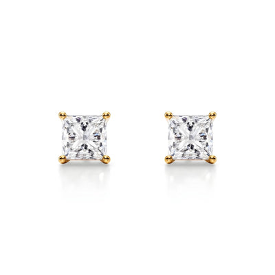 14K Lab Grown Diamond Princess Cut Stud Earrings