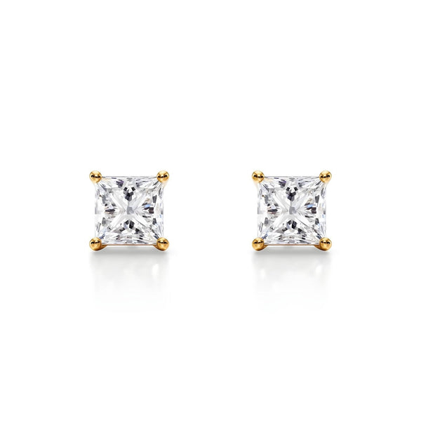 14K Lab Grown Diamond Princess Cut Stud Earrings