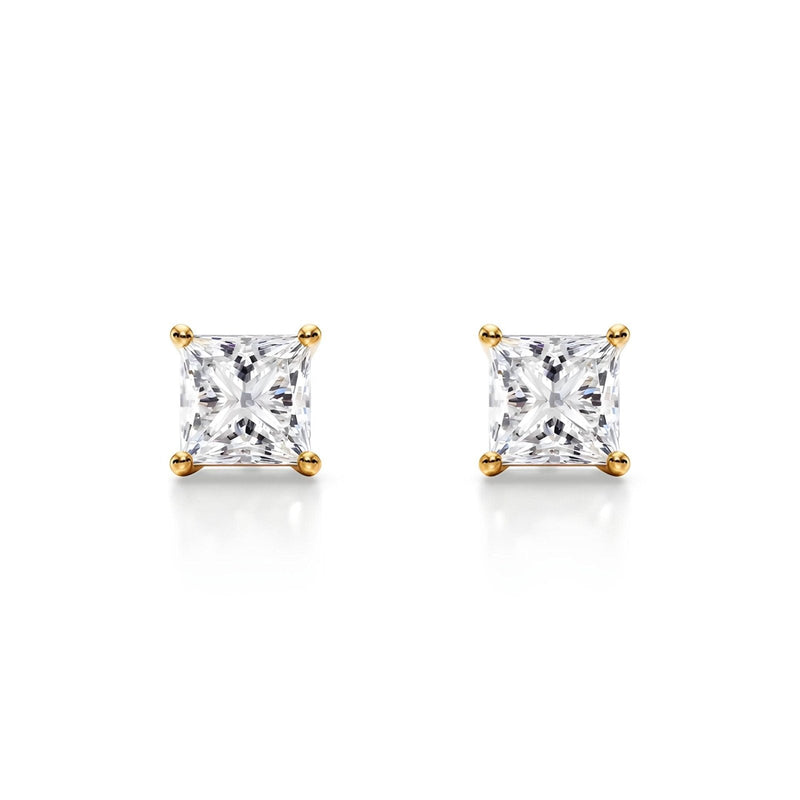 14K Lab Grown Diamond Princess Cut Stud Earrings