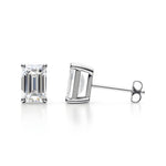 14K Solid Gold Lab Grown Diamond Emerald-Cut Stud Earrings