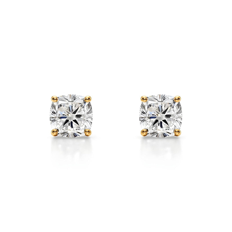 14K 1ct Natural Diamond Cushion Cut Stud Earrings