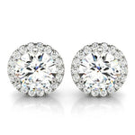 18K Solid Gold Lab Grown Diamond Round Halo Stud Earrings - View 8 | Riyanika Jewels