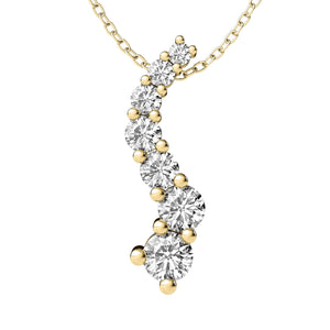 14K Solid Gold Natural Diamond Journey Pendant Necklace